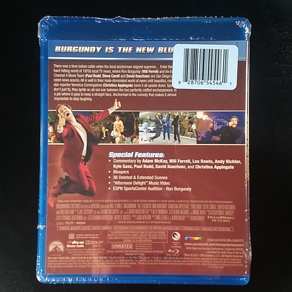 Host Pick Factory Sealed Anchorman: The Legend of Ron Burgundy UNRATED Blu Ray - Picture 3 of 7